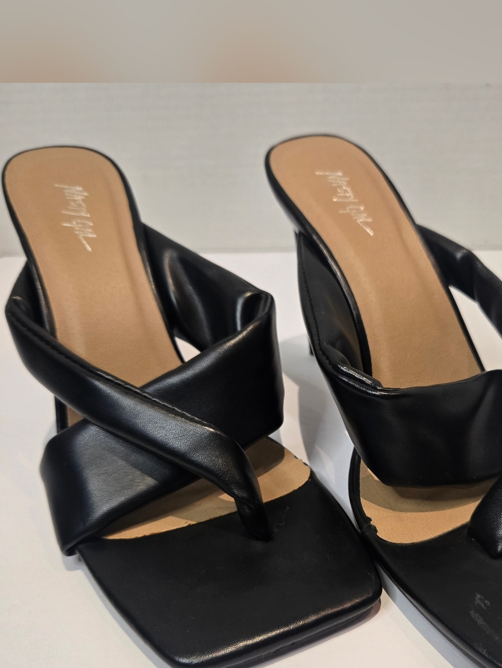 Nasty Gal Black Square Toe Crisscross Heels